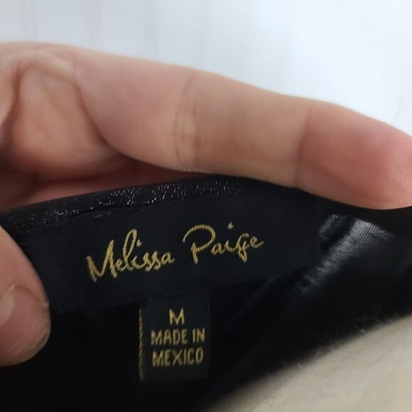 Melissa Paige Metallic Black Cold Shoulder Long Sleeve Blouse. SIZE MEDIUM EUC - Picture 7 of 9